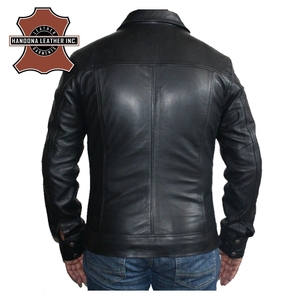 แจ็กเก็ตหนังแท้สำหรับผู้ชาย, เสื้อแจ็คเก็ตหนังแท้แบบบางเสื้อโค้ทหนังแฟชั่นสั้นสำหรับผู้ชายสำหรับฤดูใบไม้ผลิฤดูใบไม้ร่วง - Product Image 4