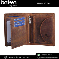 Dompet Kulit Asli Pria Buatan Tangan Desain Vintage Penutup HOOK&LOOP 110g Anti RFID Lapisan Kulit Asli Unik Logo