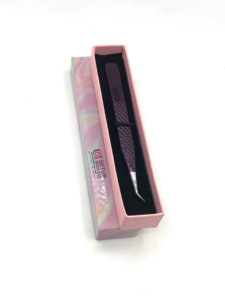 แหนบต่อขนตาทำจากสแตนเลสเคลือบผงพลัมแบบตรง45องศาเครื่องมือเสริมความงามติดโลโก้แบบออกแบบได้ตามต้องการ - Product Image 6