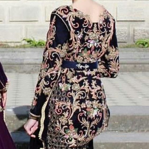 BEAUTIFUL STYLISH WORK CAFTAN DRESS EMBROIDERY of DABKA, CRYSTAL GLASS BEADS,GLASS STONE WORK for PARTY-WEAR @ 2022 - Product Image 1