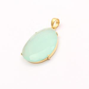 Venta al por mayor Aqua Calcedonia colgante con diamante hecho a mano nueva moda chapado en oro joyería de piedras preciosas fianza única con encanto especial - Product Image 2