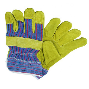 Guantes Protectores de cuero de vaca partido para mujer, guantes de trabajo de algodón con palma trasera, estándar - Product Image 2