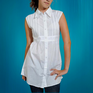 Self Design Pure Cotton Top shirt dressWomen White Shirt-Style Top - Product Image 2