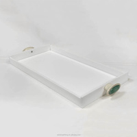 Plateau de présentation en acrylique blanc écologique avec poignée effet jade, couleur et forme personnalisables, qualité domestique, 40x20cm (3,4cm d'épaisseur) pour la maison