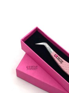 Pince à épiler d'extension de cils en acier inoxydable de haute qualité Revêtement en poudre d'instruments de beauté rose clair meilleur design russe - Product Image 5