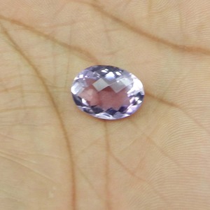 Pierre précieuse ovale en améthyste rose naturelle de France, 9,8 carats, taille checker, 12x17 mm, qualité AA, clarté AAA, Ishu Gems - Product Image 5