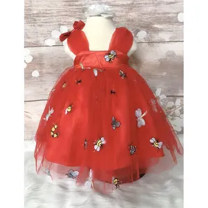 wholesale kids clothes flower wedding pretty princess baby girl party dresses