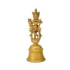 Best quality polished Solid Brass small designer Brass Bell with Krishna Handle for <b>temple</b> <b>home</b> - Product Image 2