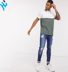 Dernière Offre Spéciale Haute qualité OEM Logo PERSONNALISÉ Avant Fermeture Éclair 100% coton Fit de Split Hem Noir Polo T-Shirt - Product Image 4