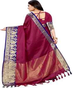Banarasi soie Jacquard Saree avec chemisier femmes portent des dames fête Festival tenue quotidienne doux coton soie Sari en gros bas prix ApparelGarment - Product Image 3