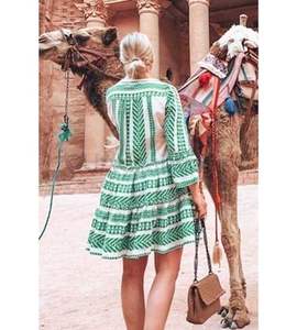 Tunique à manches longues brodée pour femmes, vêtement de plage style Boho, Sexy, pour le travail, vente en gros, collection d'été, - Product Image 1