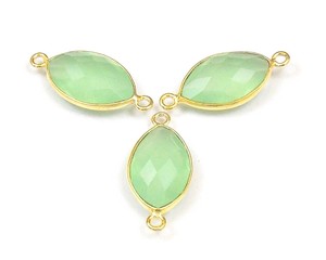 Belle Marquise Forme Prehnite Calcédoine Gemme Double Bail Facettes Lunette Connecteur Sterling Bijoux Résultats Composants - Product Image 1