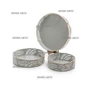 Ensemble de 3 plateaux de service de dattes de dessert de couleur différente en fer plateau de service de nourriture de forme ronde pour l'utilisation de mariage - Product Image 2