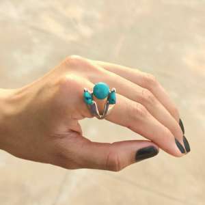 ออกแบบที่ไม่ซ้ำกันสามหินสีเขียวขุ่นแหวน925สเตอร์ลิงเครื่องประดับอัญมณีขายส่งอุปทาน - Product Image 6