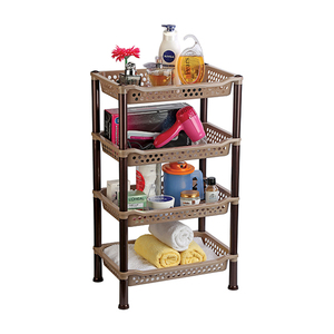 Four Tier Plastic Storage Rack Rectangle Standing Type Outdoor Bathroom <b>Kitchen</b> Multifunctional Modern - Product Image 2