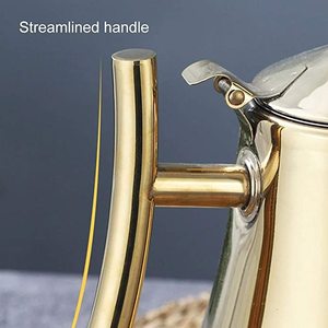 Bouilloire élégante en cuivre de couleur or avec poignée en acier inoxydable, parfaite pour la cuisine à domicile et les fournitures de mariage élégantes - Product Image 6