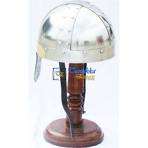 Casque de Viking nasal normand en acier médiéval avec doublure et support en bois Costume historique Casque en métal de reproduction médiévale - Product Image 4