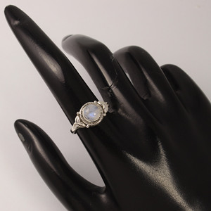 เครื่องประดับทำด้วยมือ4-13ขนาดแหวนมูนสโตนทรงกลมแหวนเงินแท้925 - Product Image 5