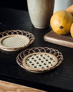 Dessous de verre en rotin de bambou faits main, accessoires de cuisine décorative pour la maison - Product Image 3