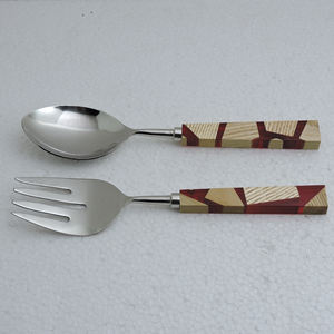 Juego de servidores de ensaladas de resina, madera y acero inoxidable, precio barato para tienda y mercado internacional, venta al por mayor - Product Image 2