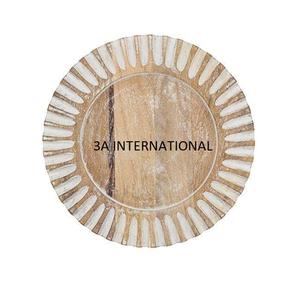 Assiettes à vaisselle de serveur de nourriture Style unique fait à la main en bois de manguier plateau de forme arrondie service de cuisine à domicile utilisation de restauration - Product Image 1