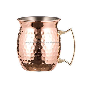 Tasse de mule de Moscou martelée au design élégant avec poignée en cuivre Texture martelée en cuivre pur avec tasses en cuivre poli miroir - Product Image 4
