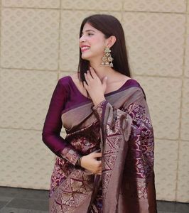 Banarasi Soie Jacquard Saree Blouse Dames Usage Quotidien Fête Festival Porter Doux Coton Soie Sari En Gros Bas Prix Indien - Product Image 3