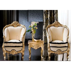 Sillas de lujo de estilo barroco para sala de estar, sillas hechas a mano de madera para decoración de dormitorio, bonitas sillas de esquina talladas doradas para dormitorio - Product Image 1