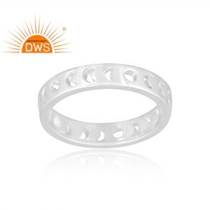 925 Fine Sterling Silver Handmade Rising Moon Band <b>Ring</b> For Women Silver Jewelry Manufacturer - Product Image 1