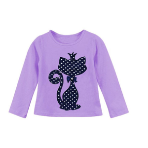 Mejor Precio al por mayor 100% Camiseta de algodón para niñas O-cuello Casual impreso Animal de manga larga de punto varios colores - Product Image 5