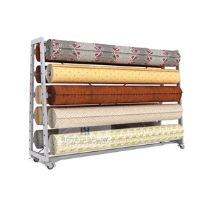 Customize Size Factory Price Roll Carpet Hanging Rug Display Metal Rack With Free Design