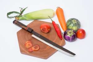 Sashimi trancheur de poisson manche en bois, outil forgé à la main, manche en bois d'ébène de rose, haute teneur en carbone - Product Image 2