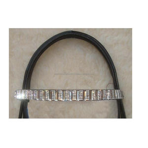 Brida de caballo de cuero ecuestre con logotipo personalizable, banda de nariz acolchada elevada con banda de cejas rectas ostentosas para montar - Product Image 4