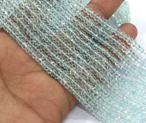 Top Grade Quality 1 Strand Natural <b>Aquamarine</b> Gemstone Rondelle Faceted Beads Size 4-4.5 MM DIY <b>Bracelet</b> Making - Product Image 4