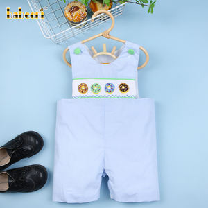 Peto Corto para Bebé BB1946, Azul Bebé y Rojo a Cuadros, 100% Algodón, Estilo Smocked, para Niño, Temporada de Primavera, Cierre con Botones a Presión, Certificado OEKO-TEX - Product Image 2