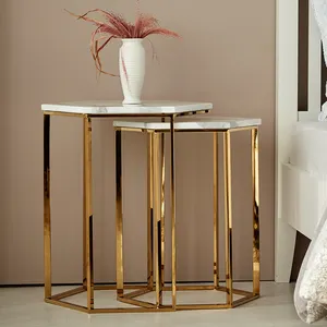 Modern küçük Mini altın yuva yuvalama sehpa seti mermer masa çok fonksiyonlu sehpa oturma odası mobilya