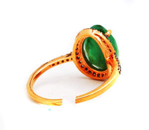 Esmeralda natural y piedras preciosas de diamante 925 plata esterlina sólida chapada en oro anillos de mujer hechos a mano joyería para venta al por mayor - Product Image 4