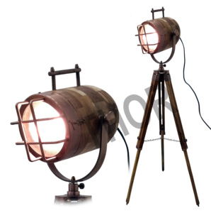 Lámpara de pie Náutica de cobre antiguo con base de trípode LED, foco decorativo para búsqueda de hogar e instalación de techo para decoración del hogar - Product Image 3