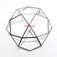 Dôme de verre artistique moderne fait à la main, dispositif en verre créatif, Terrarium triangle pentagone mélange à 32 côtés, support de plantes aérienne succulentes d'intérieur