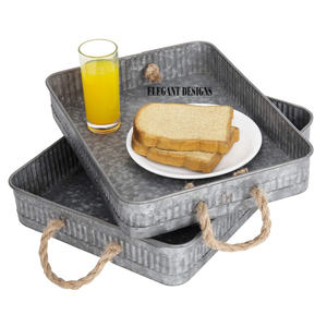 Plateau de service galvanisé fait main de qualité supérieure Designer élégant Plat de service galvanisé le plus vendu en gros - Product Image 6