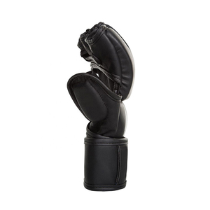 Gants de MMA rouges à demi-doigts avec fermeture Velcro pour l'entraînement aux arts martiaux, en PU de qualité supérieure pour adultes - Product Image 4