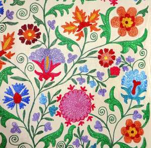 Diseño personalizado de lujo Original uzbeko bordado de seda tapicería decorativa Suzani tela para corredor tapiz de pared Panel - Product Image 5