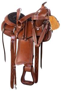 Juego de tachuelas de sillín de caballo occidental de carreras de barril de cuero genuino duradero de primera calidad varios tamaños (14-18 ") y colores disponibles - Product Image 2