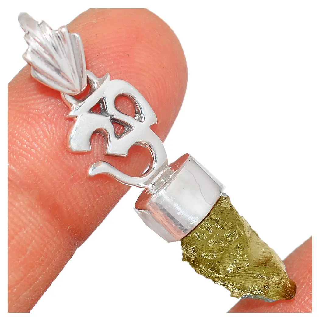 טהור באיכות אמיתי צ 'כי Moldavite אבן 925 כסף סטרלינג תליון תכשיטי באופן סיטונאי שיעור על ידי Jaipur יצואן