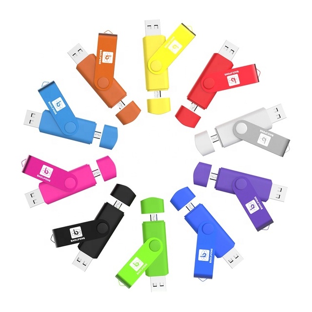 Promotional Customized Shape Logo 2.0 8GB-64GB Keychain Plastic Metal Swivel OTG Pendrive USB Flash Drive New 3-Year Warranty