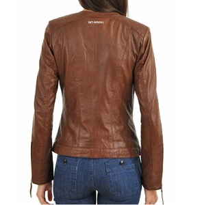 Chaqueta de motorista Unisex, chaqueta de cuero marrón azabache 100%, disponible en todos los colores de cuero, hecha en Pakistán - Product Image 3