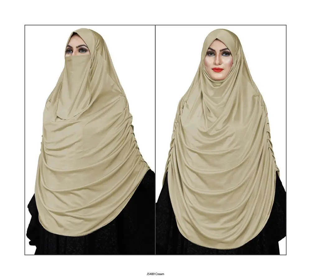 Moslim Vrouwen Hot Selling Lange Namazi Khimar Hijab Met Franje En Gezicht Sluier Stijl