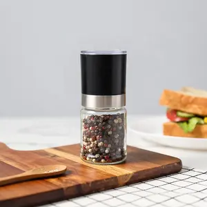 LGFB High Quality Hot Sale Indian and Turkish 100ml Plastic Glass Spice Grinder with ABS Black Lid