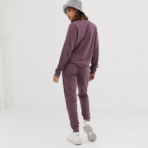 Custom Logo Women's Plain Sweat Shirt With <b>Matching</b> <b>Joggers</b> Pants Sweat Suits <b>Set</b> - Product Image 2