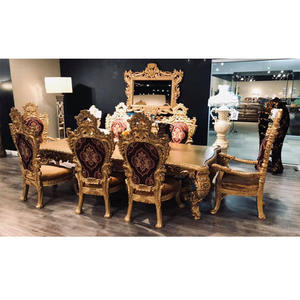 Victorien 8 Places Table À Manger En Bois Massif Haut de Gamme Finition Or Ensemble de Salle À Manger En Bois Antique Style Traditionnel Table À Manger - Product Image 1